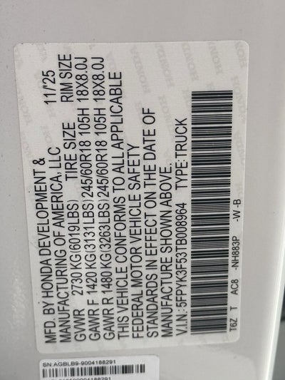 2026 Honda Ridgeline RTL