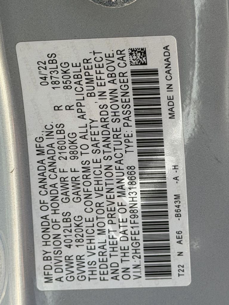 2022 Honda Civic Sedan Touring