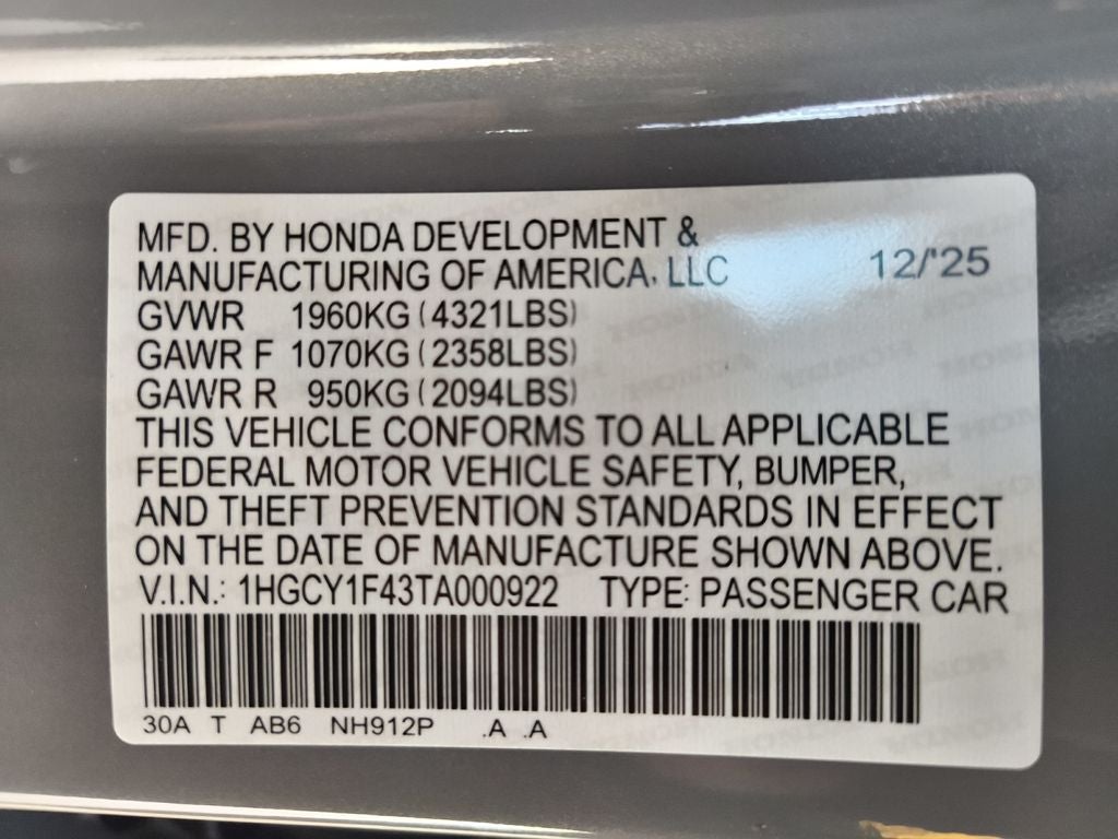 2026 Honda Accord SE